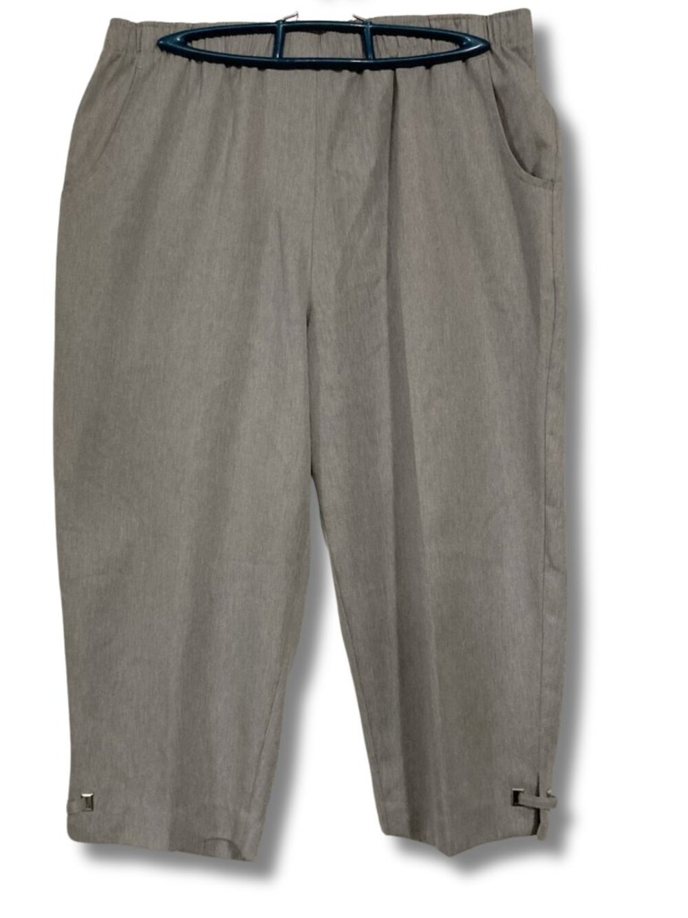 ALIA PETITES Light grey pull-on capri pants lightweight MEDIUM cropped trousers